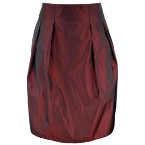 Vintage BURBERRY Size 10 Below-the-knee pleated skirt in burgundy polyester